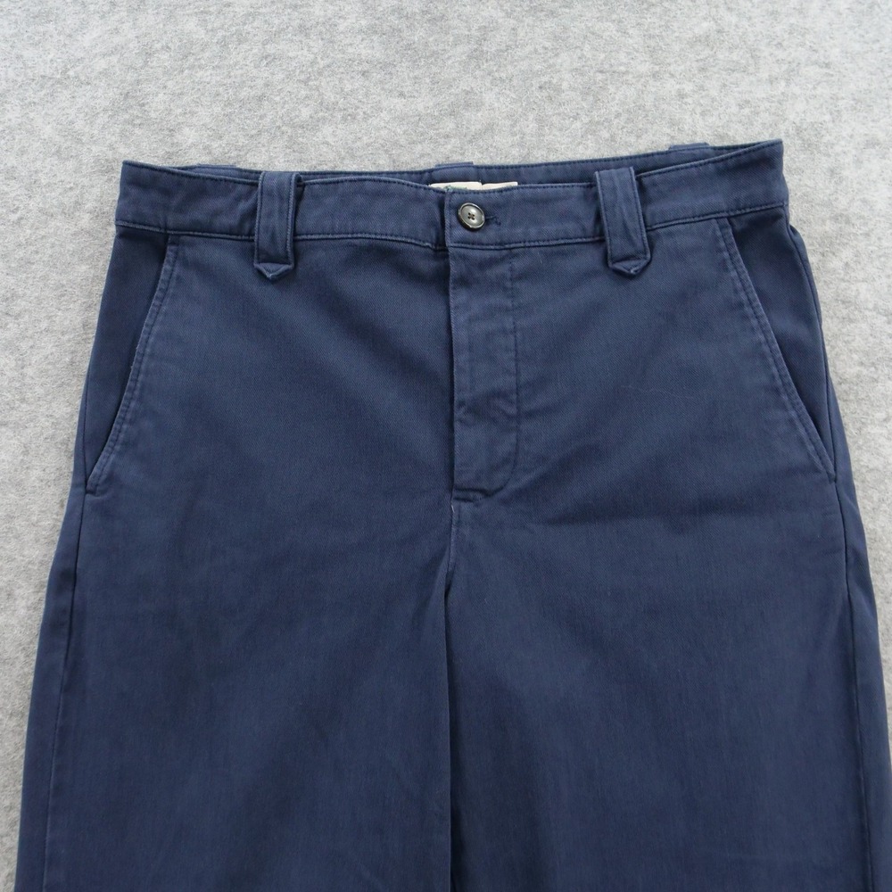 Faherty Pants Womens 8 Navy Blue Organic Cotton Stretch Wide Leg Chino High Rise - Picture 3 of 11
